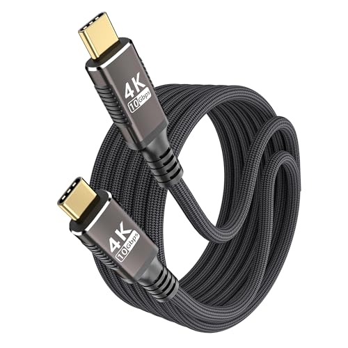 KMMXXCPM Long USB C to USB C Cable 10FT Compatible with Thunderbolt 3,USB C 3.1 Gen 1 Cable 10 Gbps Data Transfer,4K@60Hz-2K@120Hz Video Output Monitor Cord,Type-C Nylon Braided 100W Fast Charging.