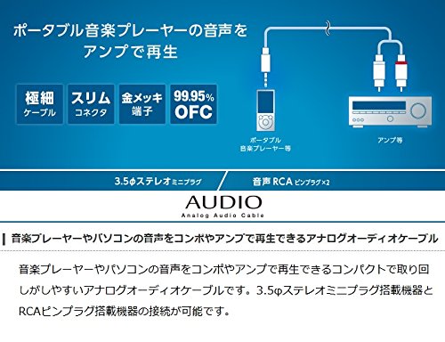 Amazon | エレコム オーディオケーブル ステレオミニ-ピンプラグ(L-R