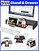 Monitor Stand Riser, Foldable Computer Laptop Riser Shelf with Organizer Drawer, Adjustable Length, Speaker TV PC Laptop Computer Screen Riser Desk Organizer, EURPMASK(Black)