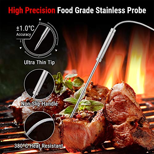 ThermoPro TP17H Digitales Grill-Thermometer Bratenthermometer Fleischthermometer Ofenthermometer mit 4 Edelstahlsonden, Blaue Hinterbeleuchtung, Temperaturbereich bis 300°C – Bild 5