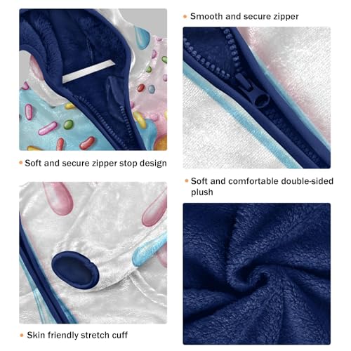 Frosted Cookies with Sprinkles Toddler Fleece Jacket Girl Boys Hooded Fleece Jacket Coat Warm Outwear Zip-up 3-10T3