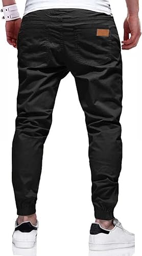 Miniatura 3 de JMIERR Pantalones deportivos casuales para hombre - Pantalones de algodón con cordón chino cargo para senderismo al aire libre de sarga para correr