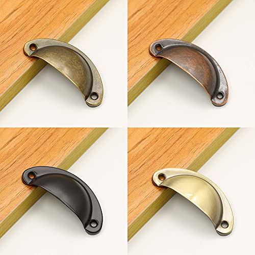 Lxoraziy 12 Pcs Shell Cup Handles, Vintage Half Moon Pull Handles, Antique Bronze Furniture Knobs, for Cabinet Cupboard - Image 4