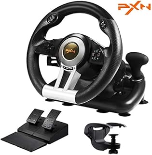 PXN V3III PC Racing Wheel - 180° Gaming Steering Wheel Driving Wheel, with Linear Pedals and Racing Paddles for Xbox Series X|S, PC, PS4, Xbox One, Nintendo Switc(Black)