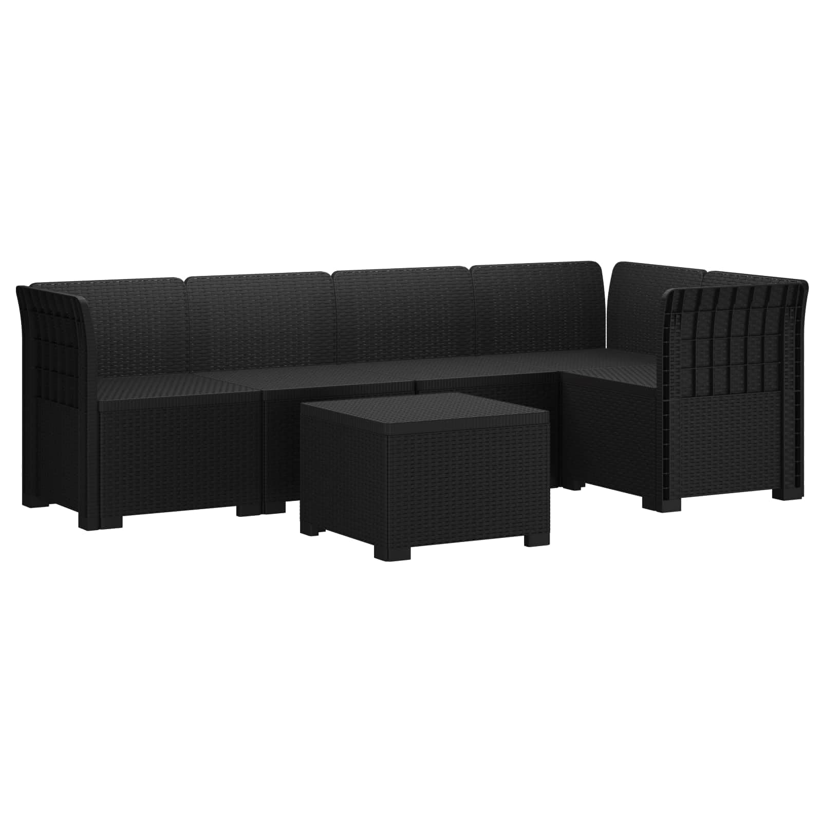 Hothingwell 5-osobowa sofa ogrodowa Polipropylen Antracyt | Modne oparcie Poly Rattan, odporne na warunki atmosferyczne, łatwa pielęgnacja, na balkon taras