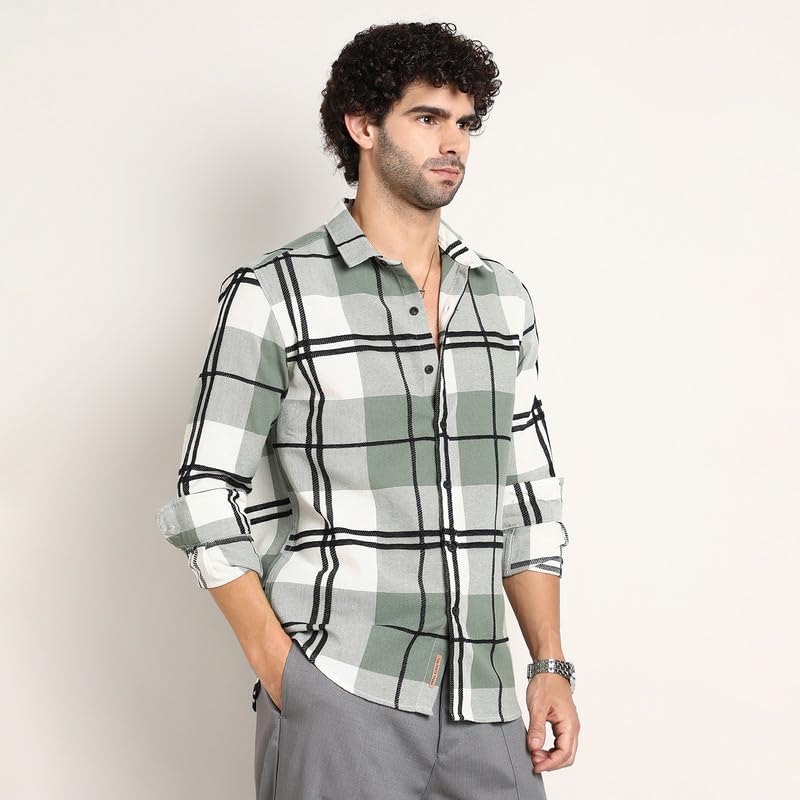 Image of CAHOOT Men's Shirt for Casual Wear | Mid-Rise | Regular Fit | Button Closure | Shirt Crafted with Comfort Fit for Everyday Wear