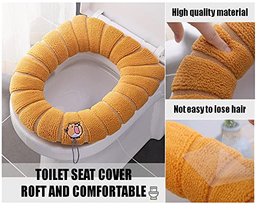 Hitopin 6PCS Toiletten Sitzbezug Sitz, Toilettensitzabdeckung, WC Sitzwärmer, Waschbar Wc Sitzwärmer Kissen, Toilettensitzkissen, Für Toilettensitze (6 Farben) – Bild 3