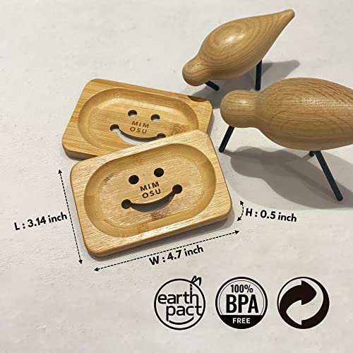Bamboo Soap Dish With Drain - Mimosu Rice Water Shampoo Bar Holder For Soap Saver, Natural Wood Soap Tray Bar Soap Container, Bathroom Accessories, Eco Friendly, Zero Waste #TOP2