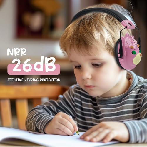 SCAVATA Kids Ear Protection, Noise Canceling Dinosaur Headphones Children Hearing Protectors, 26dB Noise Reduction (Pink) - image 2