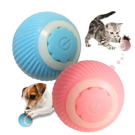 Bolinha Interativa Inteligente Pet Elétrica Recarregável USB para Gatos e Cães | Brinquedo com LED Silencioso, Movimento Automático 360° Antiestresse | Silicone Seguro e Resistente Cores Sortidas