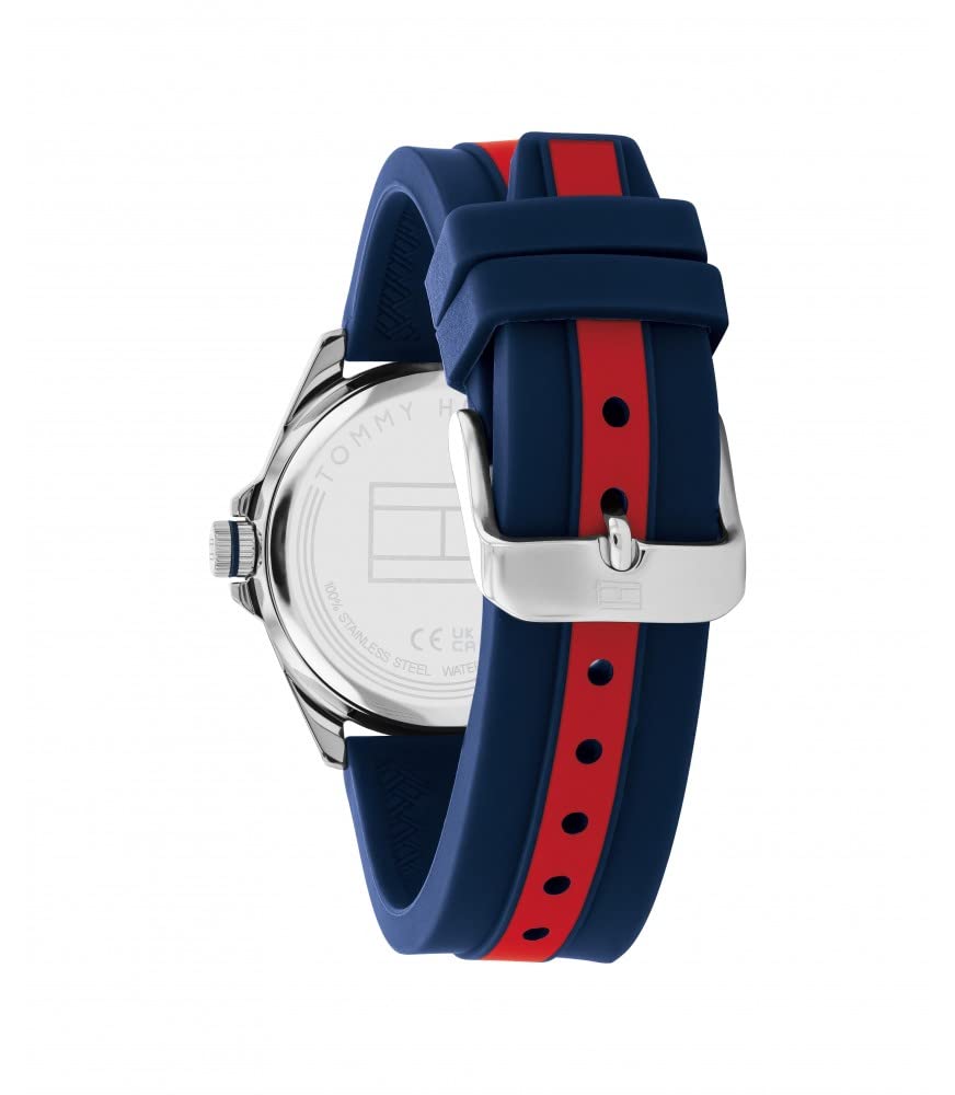 Tommy Hilfiger Reloj analógico para niños Azul Rojo Plateado