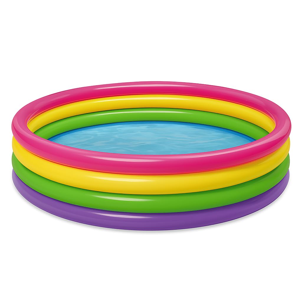 Homestreet Rainbow Paddling Pool, 178cm x 38cm, 4 Ring Design, 500L Capacity, Heavy Gauge PVC, Family Pool