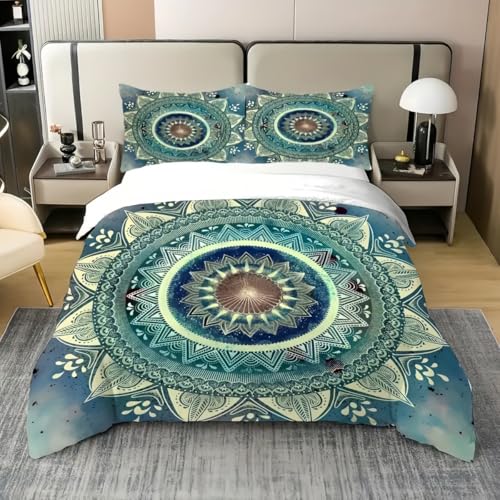 TKCQX Mandalas Housse de Couette 90x190 Enfant GarçOn Fille Adulte Parure de Lit 90x190 Mandalas Housse de Couette 1 Personne en Microfibre avec Taie...