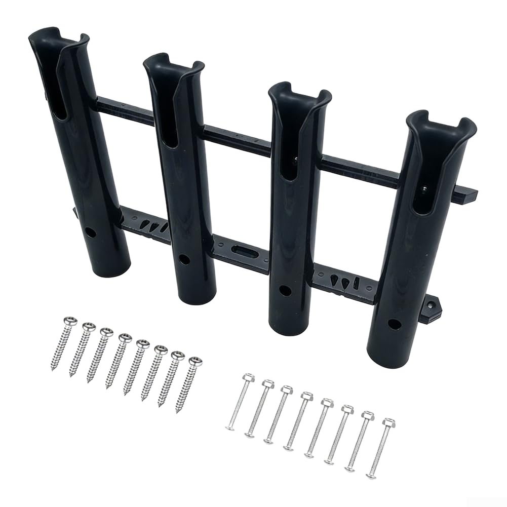 Supporto per canna da pesca a 4 montanti per barca e yacht, in plastica resistente, con viti, compatto per attrezzatura da pesca kayak, 475 x 305 mm
