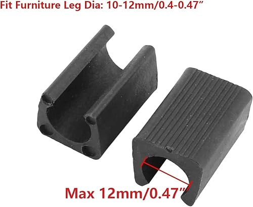 Miniatura 2 de RANIT - 20 tapas de tubería para pies de silla en forma de U de 0.472 in de ancho máximo, para patas de muebles, diámetro de 0.472 in, color negro