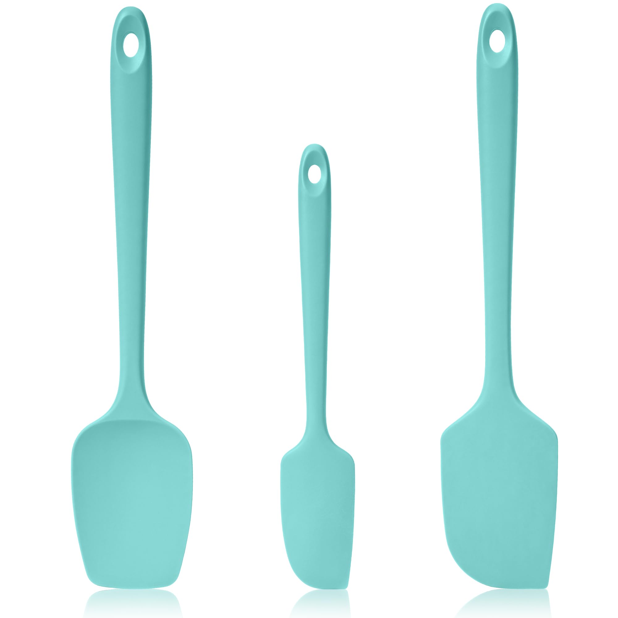 315°C Resistente al Calor 3 Lengua Silicona Cocina, Azul Hielo | Sin Bpa Platino Grado Alimenticio Espatulas Profesional, Flexible Lengua de Gato Para Cocinar Pastelera Reposteria Hornear
