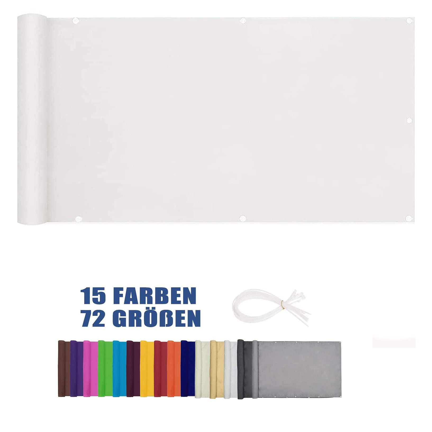 0,7 x ochrona przed wzrokiem UV HDPE, ochrona przed wiatrem i promieniowaniem UV, do balustrad balkonowych i tarasowych, opaska kablowa w zestawie, trwała biała osłona ogrodzenia ogrodowego