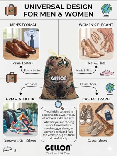 Image of Gellon Water Proof in Umbrella Cloth Shoes Bag for Travel & Storage Travel Organizer for Women & Men Travel Accessories Shoes Cover Pouch for Travel Essentials (Pixcel Multicolor, Pack of 1)