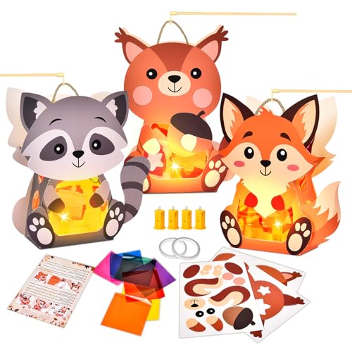 Herenear 3 Stück Laternen Bastelset Kinder, Sankt Martin Laterne Basteln,...