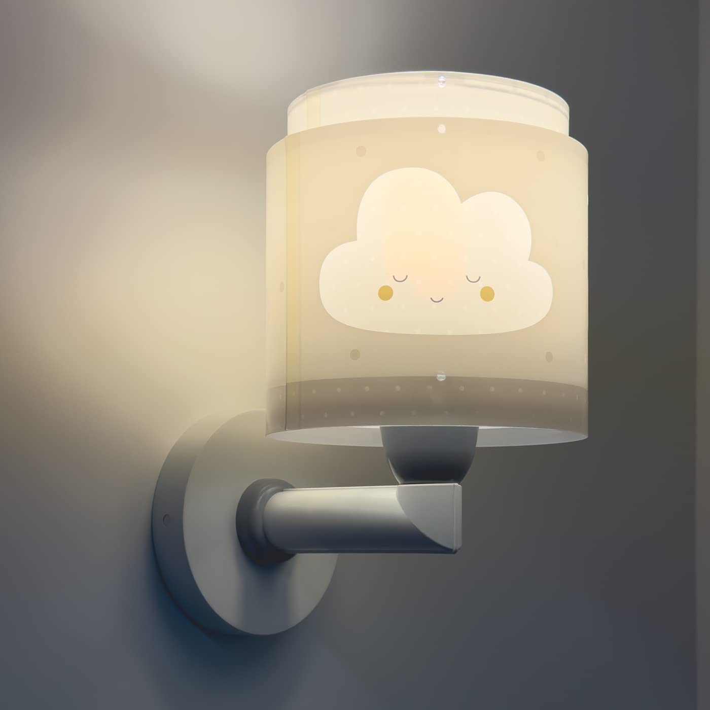 Dalber Lámpara Aplique Pared Infantil Baby Dreams Nube Gris 76019E E27 | Lámpara aplique de pared con instalación directa a la corriente o mediante cable con interruptor incluido.