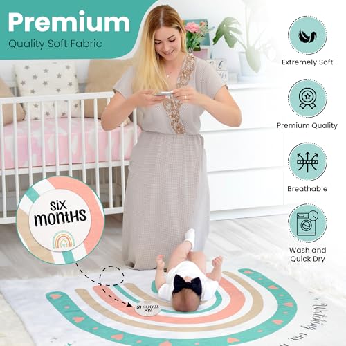 Organic Bamboo & Cotton Muslin Baby Swaddle Blanket (120 x 120 cm) - 47 x 47 Inches with 6 Milestone Cards & 9 Statement Cards | Baby Growth Tracker Blanket for Baby Boys and Girls2