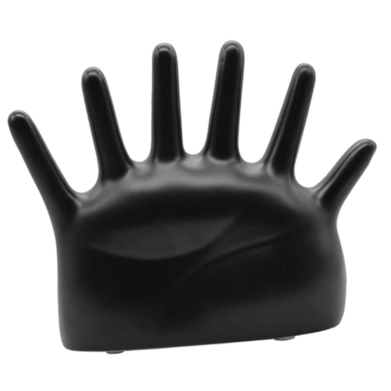 Baluue Keramik Ringhalter Handform Schwarz Schmuckständer Ringorganizer für Damen und Mädchen Platzsparender Schmuckhalter und Deko für Kommode und Fotorequisit