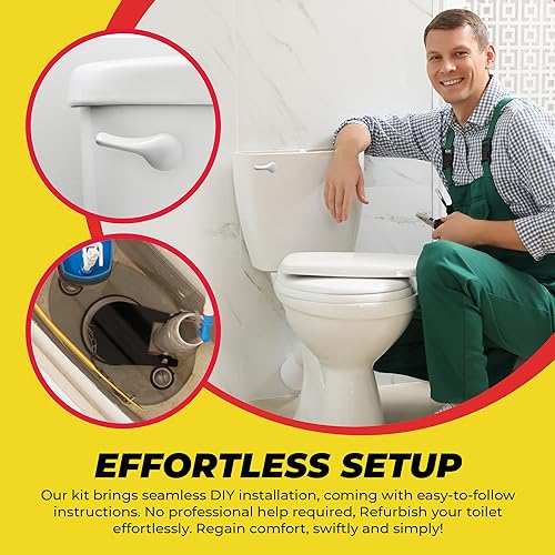 image for Qualihome Front Mount White Toilet Handle Replacement Kit with 2 Inch 
