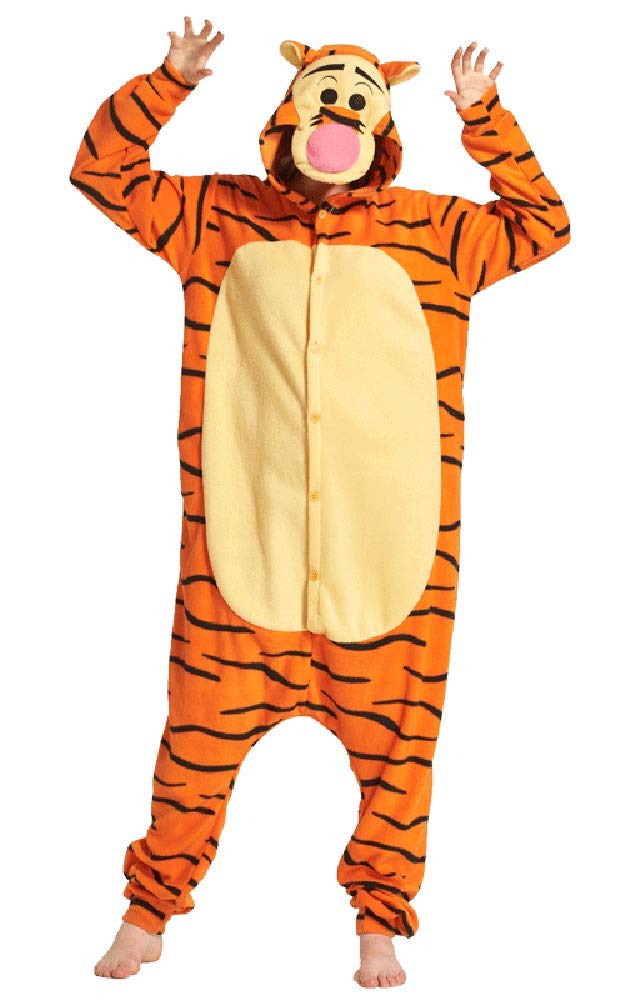 FunnyCos Unisex Animal Onesie Adult Halloween Pyjamas Cosplay Costume Hooded Loungewear Tigger,M