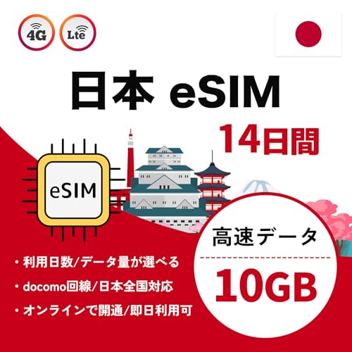 y{ eSIMz14 f[^10GB ᑬ f[^ʐMp ESIMv Japan t { vyCh simJ[h { sim docomo (14 10GB)