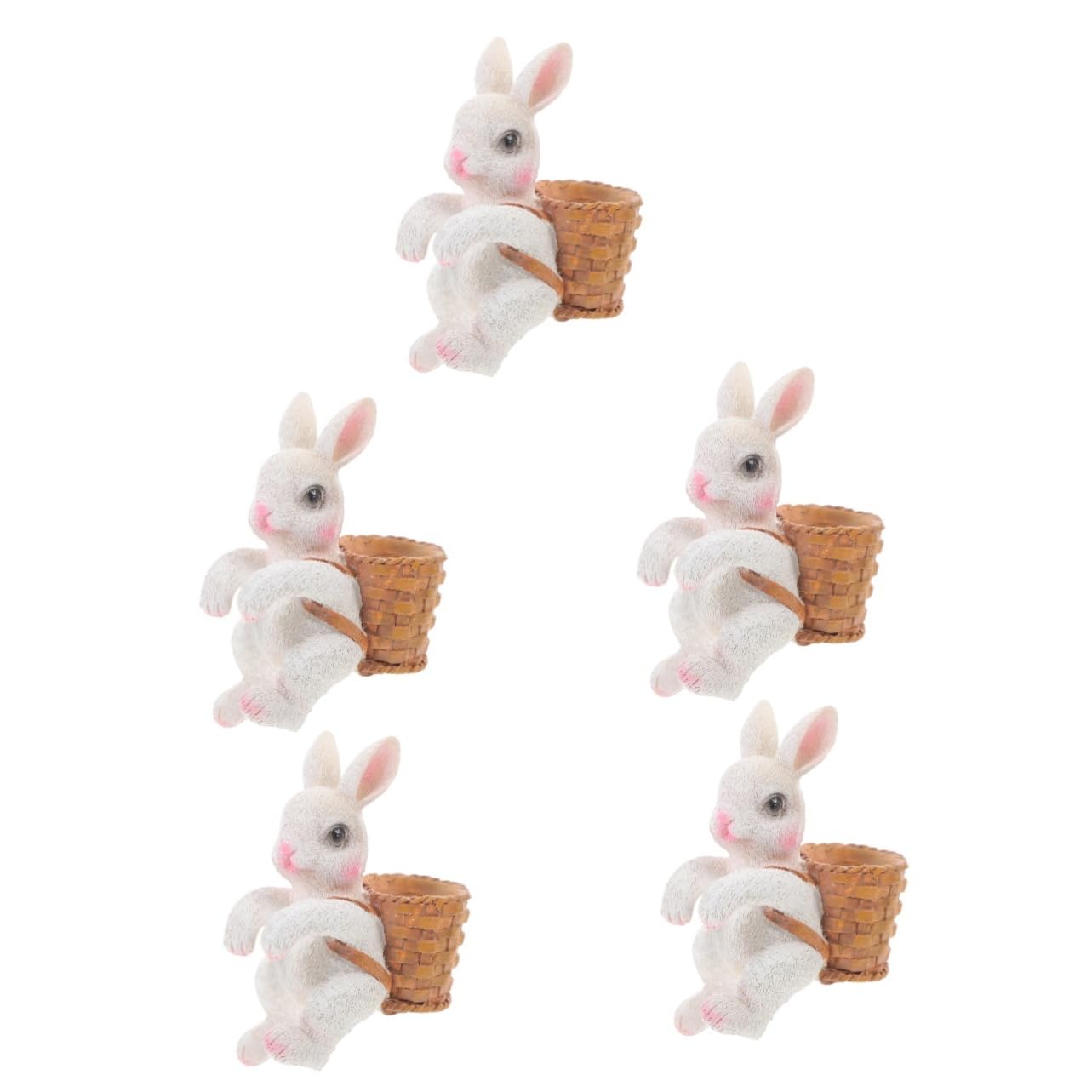 Pendentif pot de fleur lapin en résine blanche blanche pour décoration de table POPETPOP x5