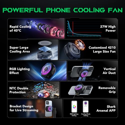 Image of Black Shark Magnetic 4 Pro Phone Cooler Fun For Gaming, Cell Phone Cooler For Smartphones Ios /Android (2.63-3.46 Inches) Semiconductor Heatsink Cooling