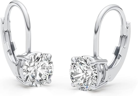 2 to 6 Carat Moissanite Leverback Earrings for Women in White and Yellow Gold D-E, VVS, cttw, 6.5mm-9mm Hoops by GLAM AND GEMS