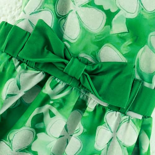 HH Family Girls St Patricks Day Oufit Clover Green Dress for Kids 4-12 Years4