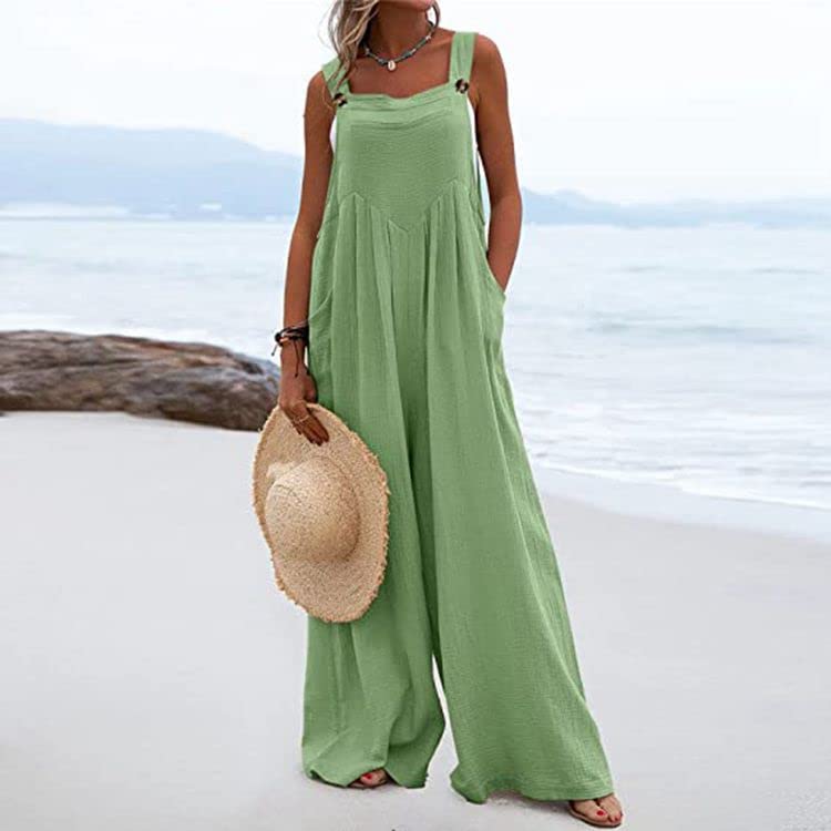 Eryue 2022 Summer New Amazon Product Jumpsuit Loose SLE Multicolor Large Size Solid Color Wide Leg Overalls Women M Grey offers donot miss