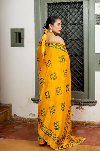 Image of MIRCHI FASHION Women Saree Chiffon Floral Printed | Breathable Festive Occasion Sari for Social Visits with Matching Blouse Piece