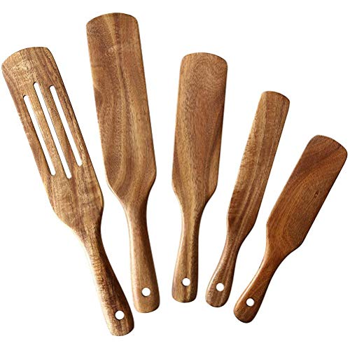 Cooking Wooden Tools,JTLB Teak Wood Cookware Set Kitchen Cooking Tools Multifunctional Wooden Cooking Utensils (5-piece set)