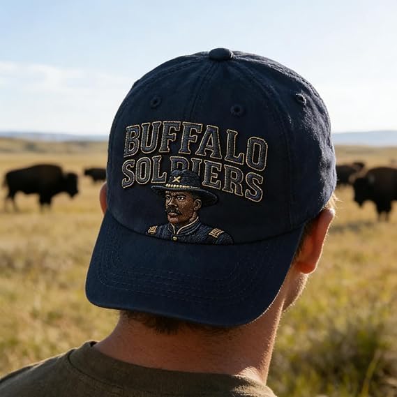 Buffalo Soldier Baseball Cap,3D Embroidered Baseball Hats Distressed Military Tribute Cotton Soldier Cap - Image 6