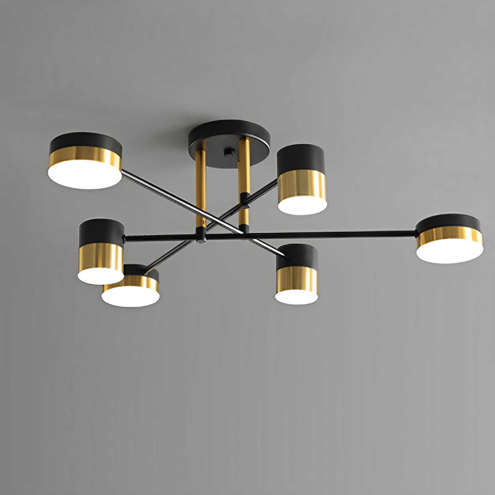 Plafonnier LED moderne du milieu du siècle en métal noir 3 températures de couleur réglables