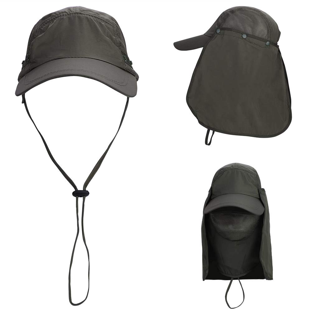 Sun Hat with Detachable Neck Face Flap Cover UPF 50+ Protection Wide Brim Fishing Hat Breathable Mesh Baseball Cap Quick Dry Outdoor Sun Visor Hat for Men Women Cycling Camping Hiking Walking Travel - Image 2