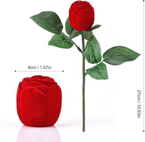 Miniatura 5 de HEEPDD Caja de anillo de rosa roja, forma de rosa roja, caja de joyería romántica para novias, amantes, compromiso, boda, día de San Valentín
