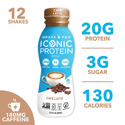 Iconic Protein Drinks, Cafe Latte (12 Pack) | Low Carb, High Protein Super