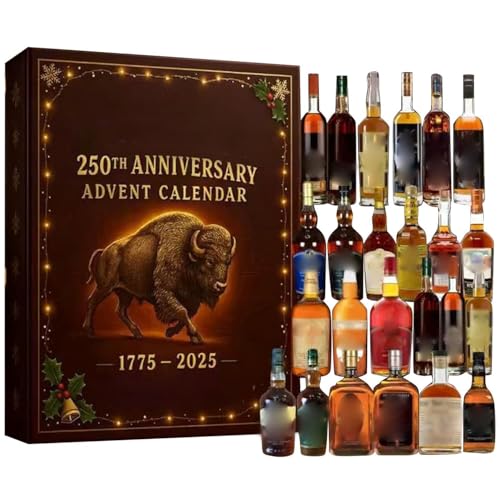 Whiskey Advent Calendar 2025, 24 Days of Premium Whiskey Pendants, 3D Stereo Design Christmas Countdown, Exclusive Holiday Countdown Gift Box for Men & Women