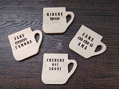 Sass & Belle Set Di 6 Sottobicchieri In Legno A Forma Di Volpe - Regalo Originale Per La Casa
