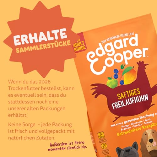 Edgard & Cooper Hundefutter trocken Getreidefrei für Medium Adult Hunde (7kg), frisches Huhn, ausgewogene Ballaststoffe für die Darmgesundheit, mit Apfel, Süßkartoffel und Grünkohl, nie Fleischmehl