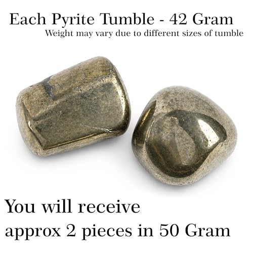 Image of Crystal Pyrite Tumble Stone | 50 gm Tumbled Gemstones | Reiki Healing Stones | Home Decor Pebbles | Aquarium Gravel | Garden & Table Decor