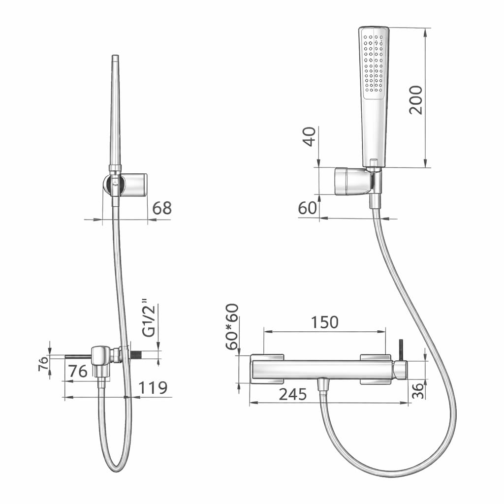 Grifo Ducha Monomando Baño Diseño Moderno con Kit Completo Flexo 1,8 m y Mango | Grifo Bañera y Ducha Latón Anticorrosión Cartucho Cerámico | Grifería Ducha | IMEX Toscana BDT064-5(Cromo)