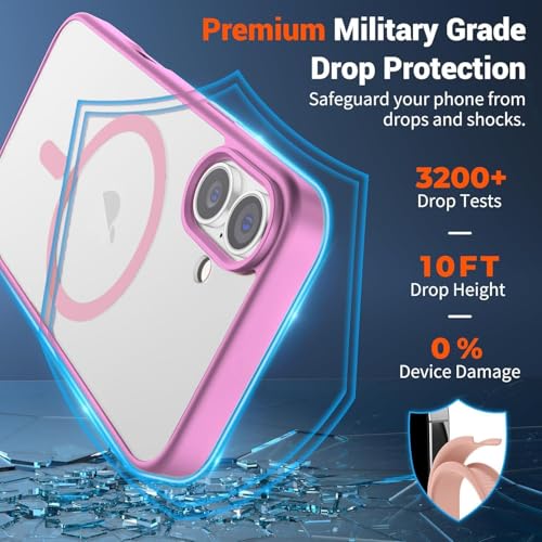 Image of DIZORO Premium Magnetic Case for iPhone 17 6.3-Inch Compatible with MagSafe, Shockproof Phone Bumper Cover, Solid Color Matte TPU Frame, Anti-Scratch Clear Baby Pink