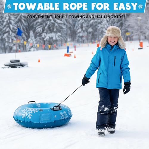 ZMLM 3 Pack Snow Tube for Sledding - 36" Inflatable Snow Sled for Kids | Heavy Duty Blow Up Tube with Handles Toddler Adults Outdoor Winter Toys Gift for Tubing Sled Sport Supplies - image 9