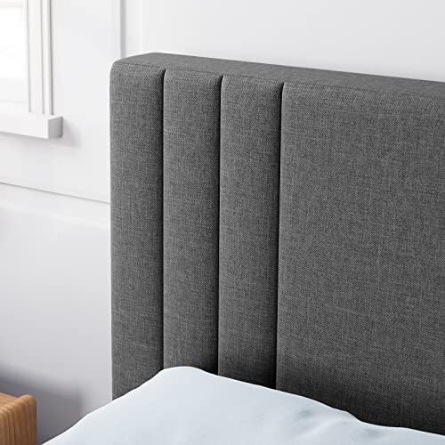 Molblly Platform Bed Frame With Tufted Headboard,Upholstered Queen Beds For Wood Slat Support/Mattress Foundation/No Box Spring Needed/Easy Assembly,Dark Grey #TOP6