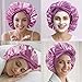 HFZRZFH Double Layer Satin Bonnet for Sleeping Women, Reversible Silk Hair Bonnet with Adjustable Elastic Tie Band, Large Sleep Cap for Curly Hair, Braids, All-Night Hair Protection - Lilac/Pink